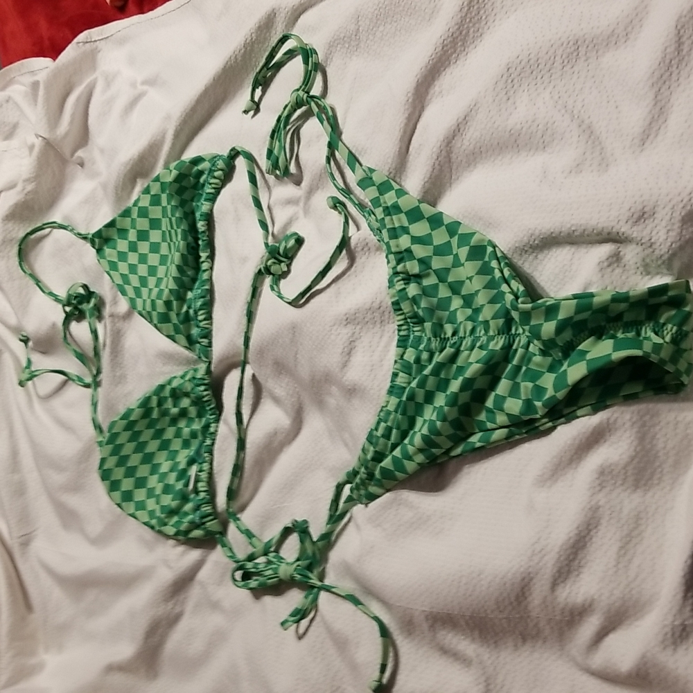 Nwot Triangle High Cut Side String Halter Ruched … - image 5